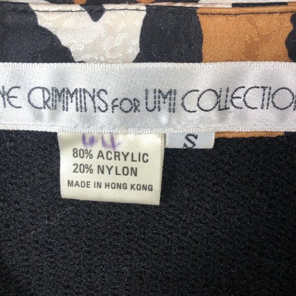 Vintage Anne Crimmins  Sweater Womens Small Black Cheetah Print Career Scarf 80s - Picture 6 of 16